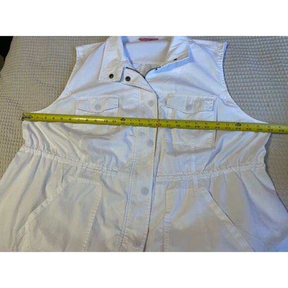 Woman Within Minimalist White Draw String Waist Zip & Snap Closure Vest 1X - Picture 7 of 12